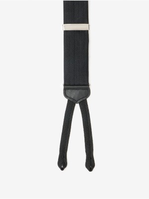Formal Black Herringbone Suspenders