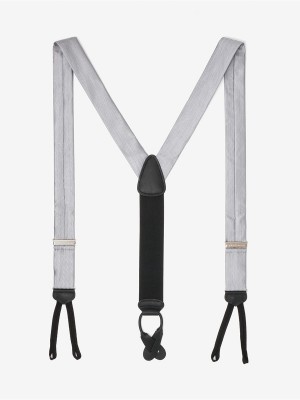 Formal Silver Herringbone Suspenders