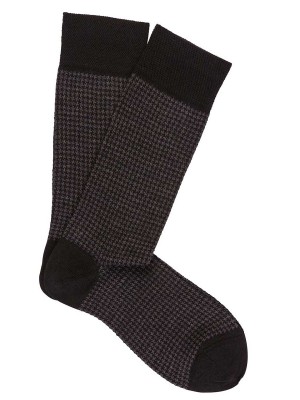 Black Merino Houndstooth Socks