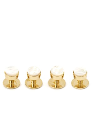 Mother of Pearl Tuxedo Studs (Yellow Gold)