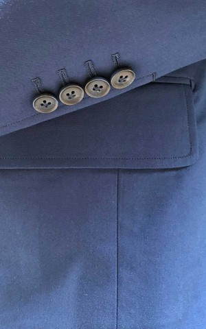 Navy Blue Solid Cotton Stretch Suit