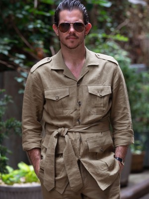 Light Brown Belted Safari Shirt-Jacket
