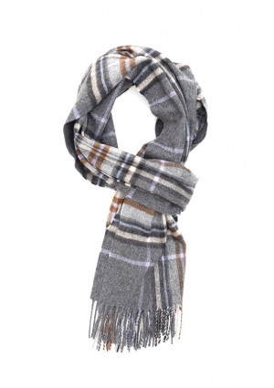 Charcoal, Oatmeal & Baby Blue Auckland Check Escorial Scarf