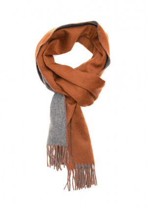 Tan & Grey Solid On Solid Double Face Scarf