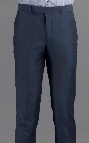 Medium Blue Two-Button Wool-Linen Blend MTM Suit