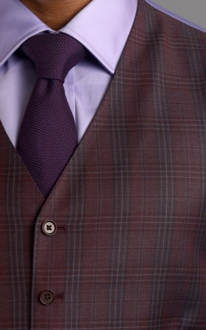Maroon Plaid Two-Button Wool MTM Suit