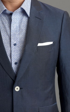 Medium Blue Two-Button Wool-Linen Blend MTM Suit