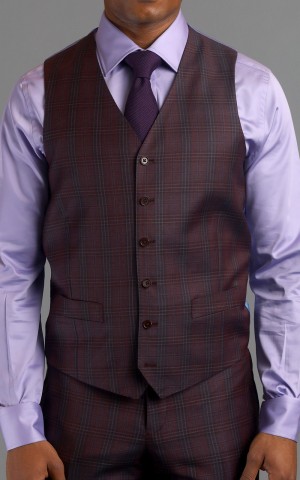 Maroon Plaid Two-Button Wool MTM Suit