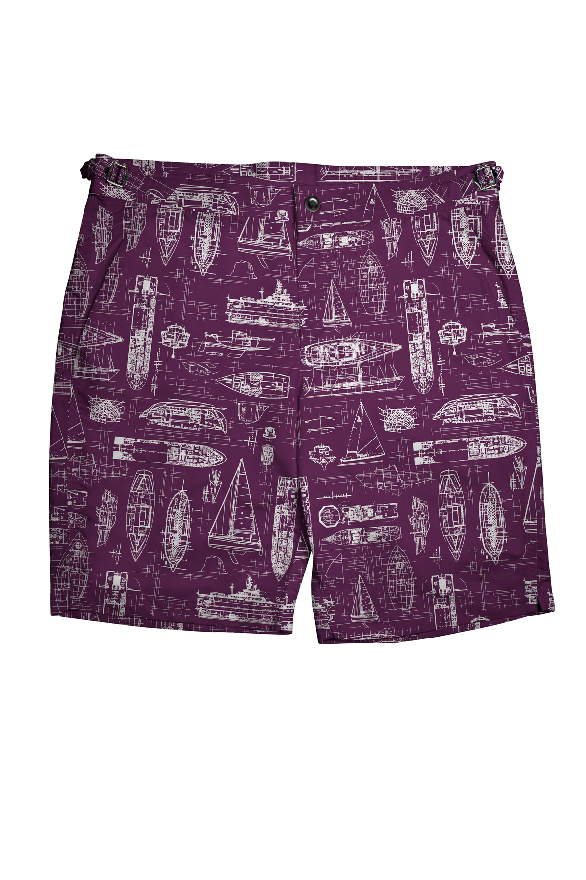 Purple Swim Shorts with White Boats