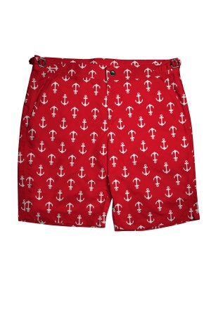 Red/White Anchors Swim Shorts