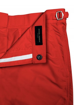 Red Solid "Brunch to Beach" Swim Shorts