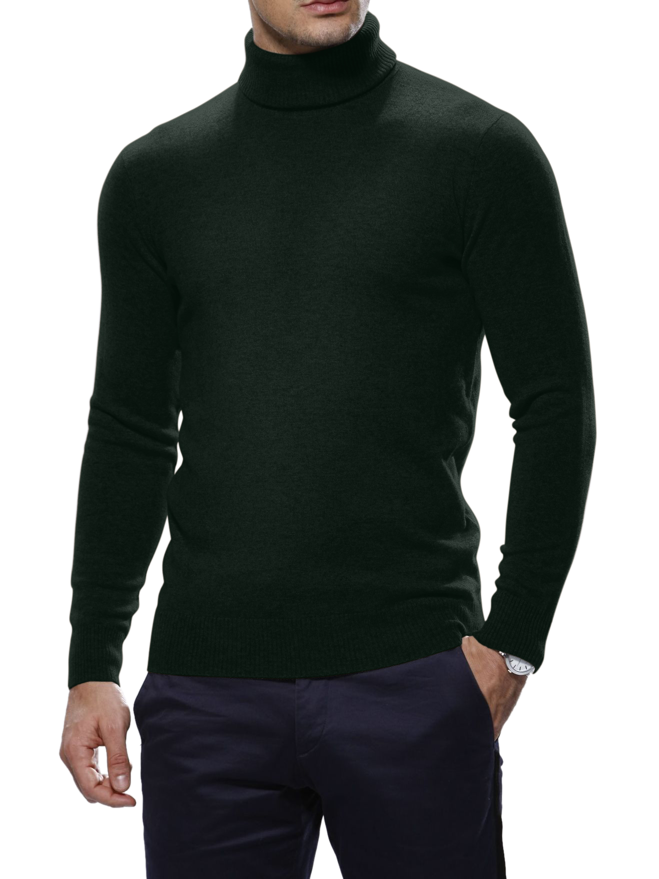 Bottle Green Cashmere Turtle Neck Sweater
