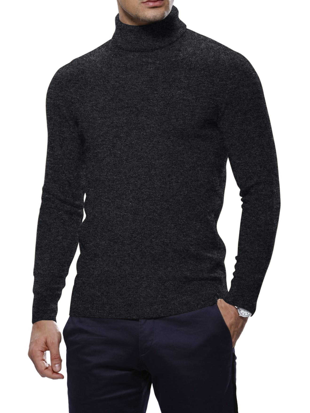 Charcoal Merino Wool Turtle Neck Sweater