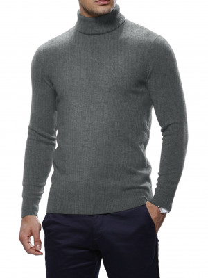 Grey Merino Wool Turtle Neck Sweater
