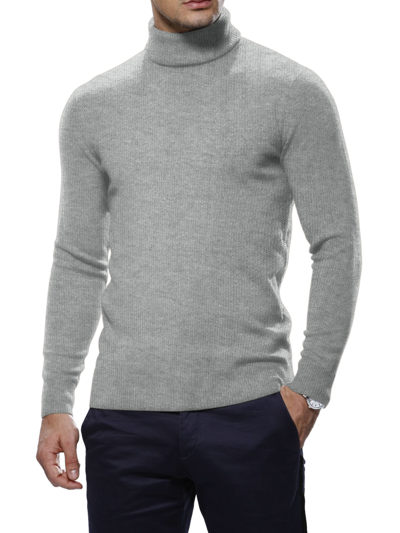 Light Grey Cashmere Turtle Neck Sweater