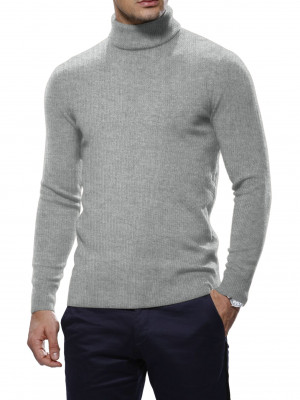 Light Grey Cashmere Turtle Neck Sweater