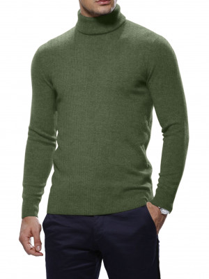 Olive Cashmere Turtle Neck Sweater