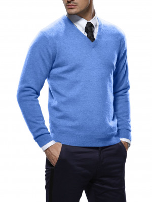 Celeste Blue Merino V-Neck Sweater