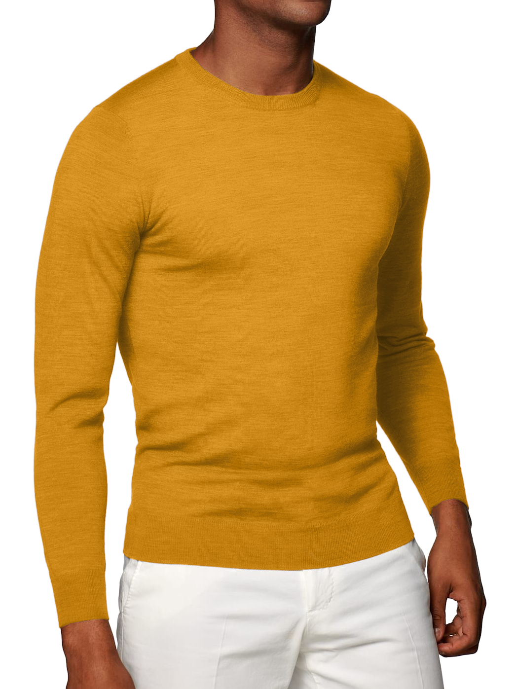 Gold Merino Wool Crew Neck Sweater