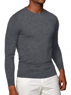 Grey Merino Wool Crew Neck Sweater
