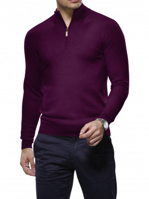 Light Purple Merino Wool 1/4 Zip Mock Sweater