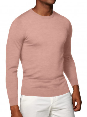 Pink Merino Wool Crew Neck Sweater