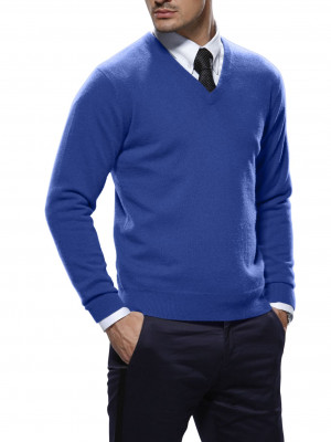 Prussian Blue Merino V-Neck Sweater