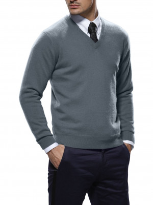 Smoke Merino Wool V-Neck Sweater