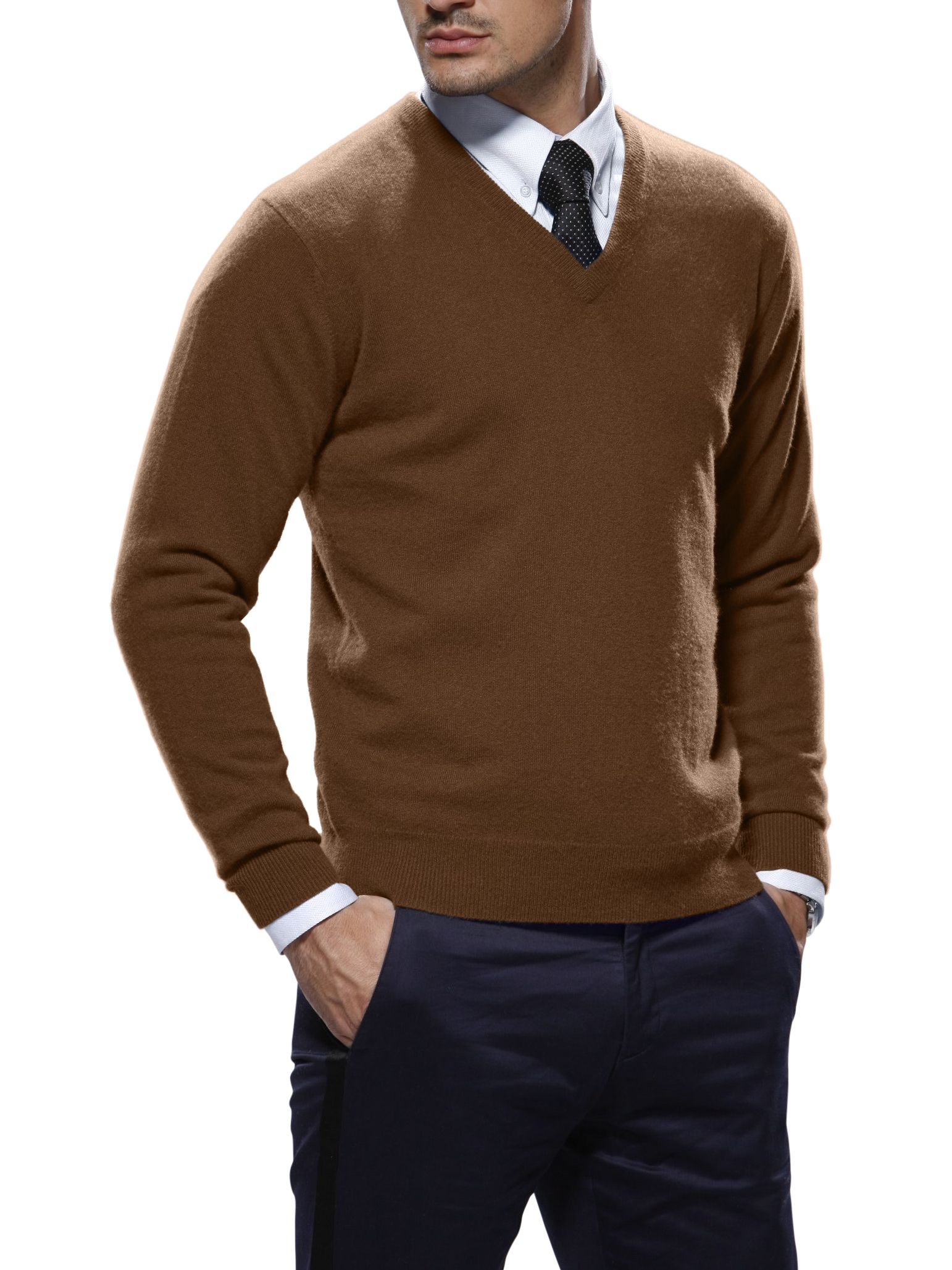 Syrup Brown Merino Wool V-Neck Sweater
