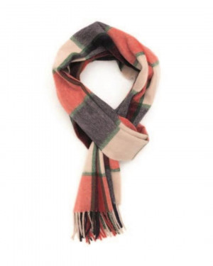 Scarlet New Blue Green Framed Buffalo Check Cashmere Scarf