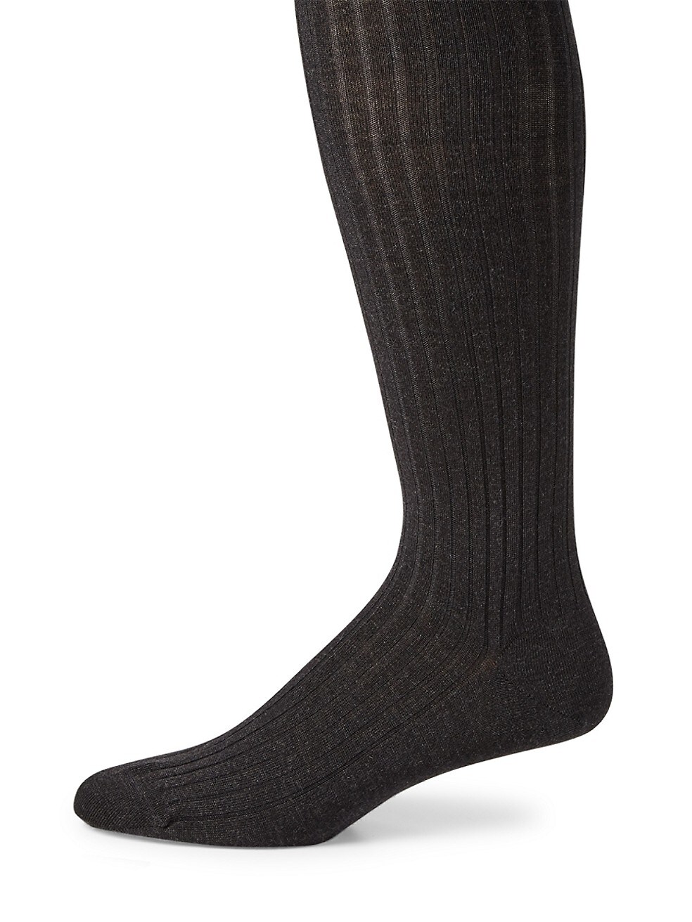 Marcoliani Charcoal Merino Ribbed Over-the-Calf Dress Socks
