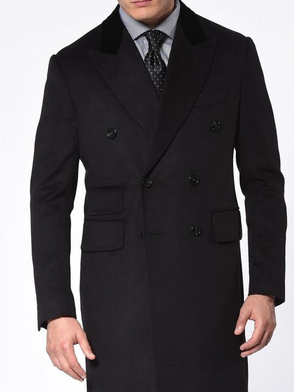 Black Pure Cashmere DB Overcoat
