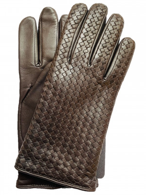 Brown Woven Lambskin Gloves
