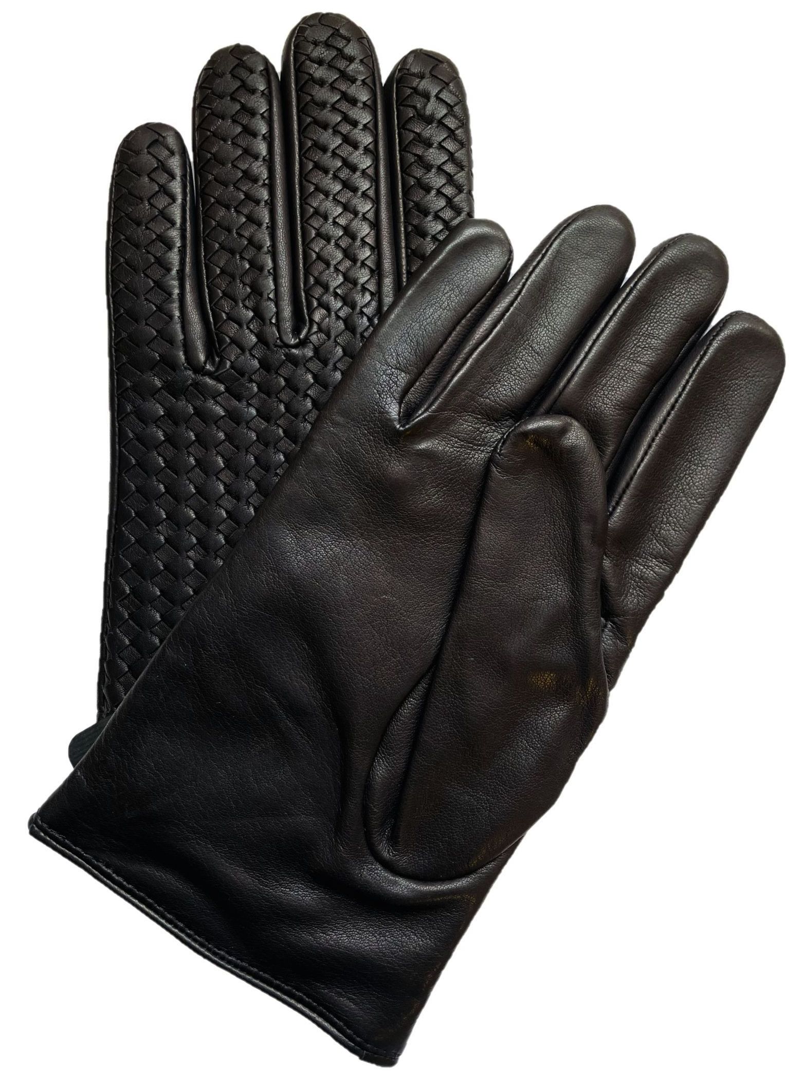 Black Woven Lambskin Gloves