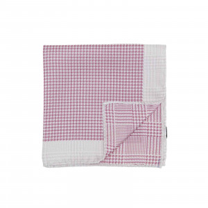 Pink Double Sided Houndstooth and Glencheck Pocket Square