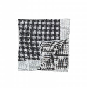 Black Double Sided Houndstooth and Glencheck Pocket Square