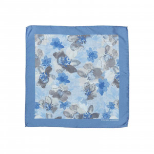 Light Blue with Sky Blue & Grey Watercolor Floral Pocket Square