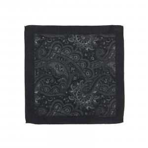 Black and Grey Classic Paisley Pocket Square