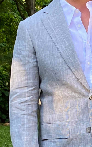 Blue/White Linen Glen Check Suit