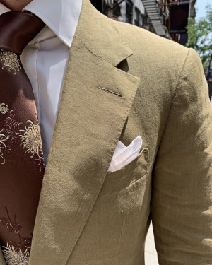 Bespoke Tan Solid Linen Suit