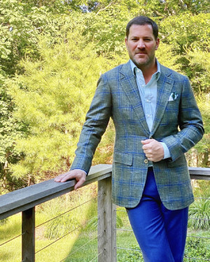 MTM Green Ground with Blue Overcheck Sport Coat