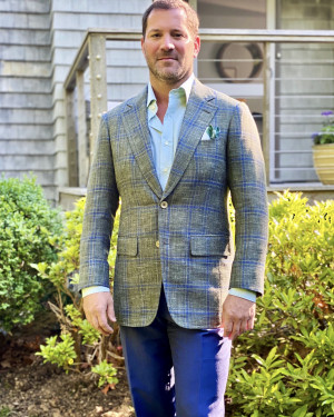 MTM Green Ground with Blue Overcheck Sport Coat
