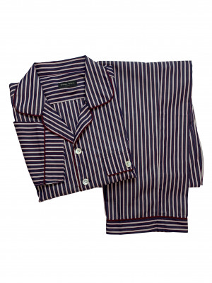 Red & Dark Blue Stripe Pajama Shirt