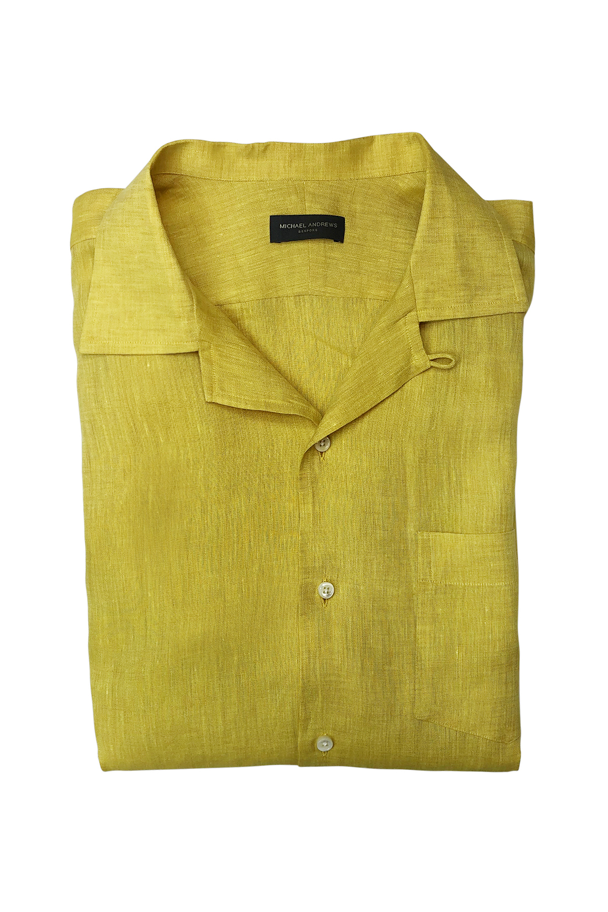 Mustard Yellow Linen Long Sleeve Camp Shirt