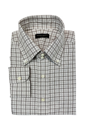 Brown Check Easy Care Twill / Dobby Dress Shirt