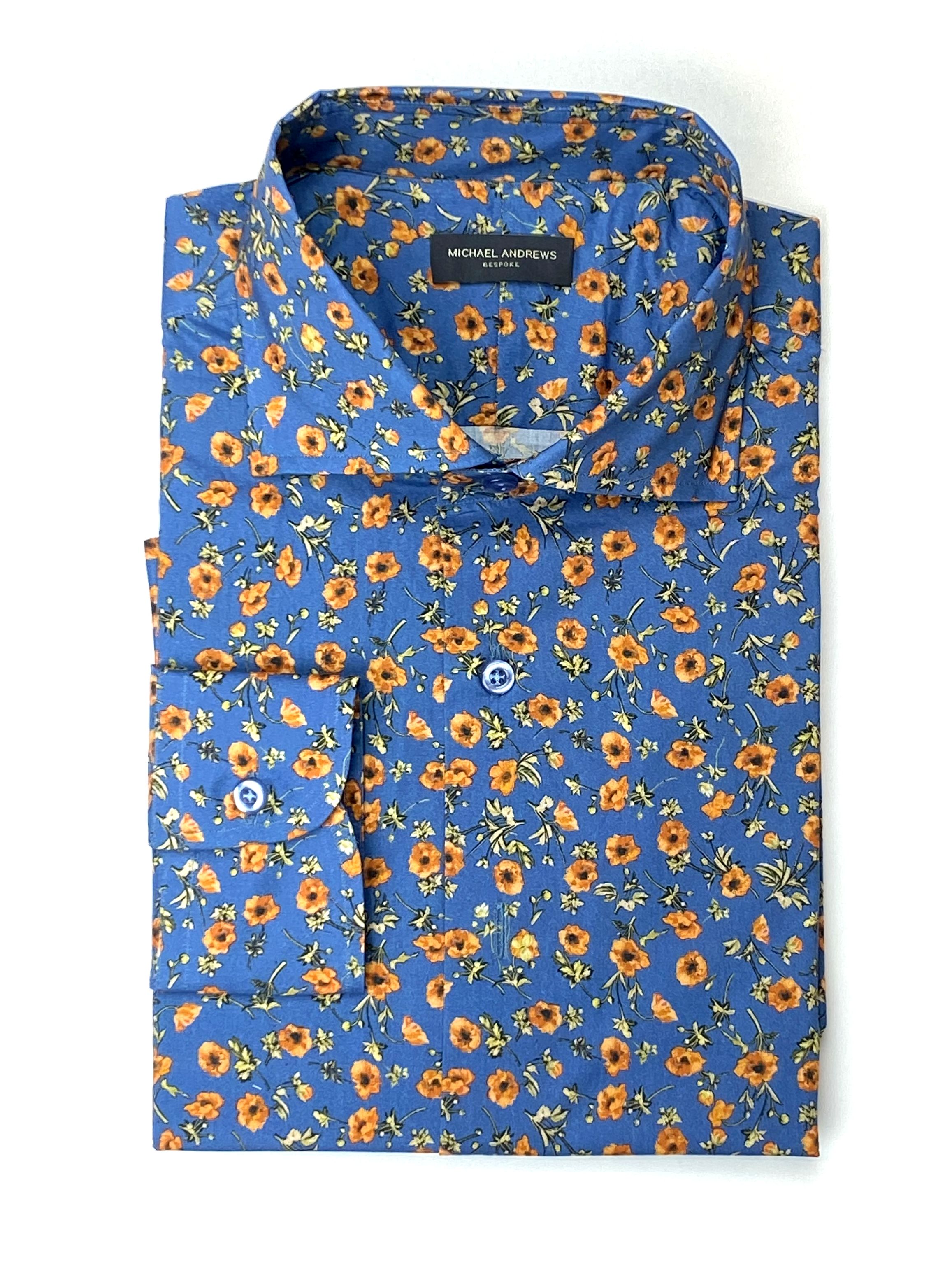 Blue and Orange Floral Shirt