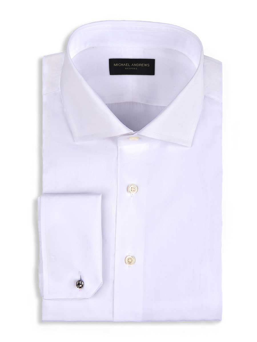 White Poplin Spread Collar Shirt