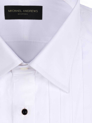 White Poplin 3/4" Pleats Classic Collar Formal Shirt