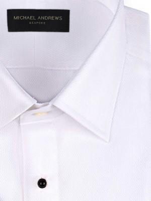 White Pique Stud Front Classic Collar Formal Shirt