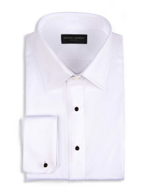 White Pique Stud Front Classic Collar Formal Shirt